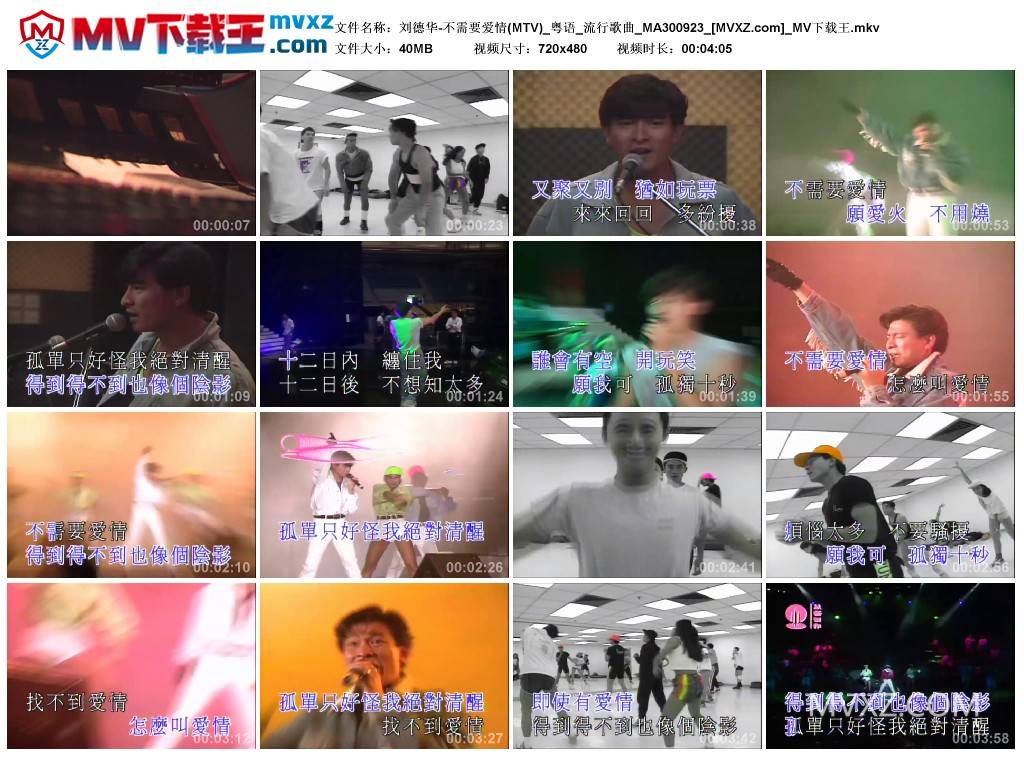 刘德华-不需要爱情(MTV)_粤语_流行歌曲_MA300923